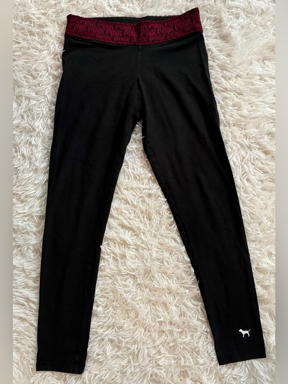 Victorias Secret PINK Y2K Athleisure Comfy Lace Band Yoga Leggings Pants Black S